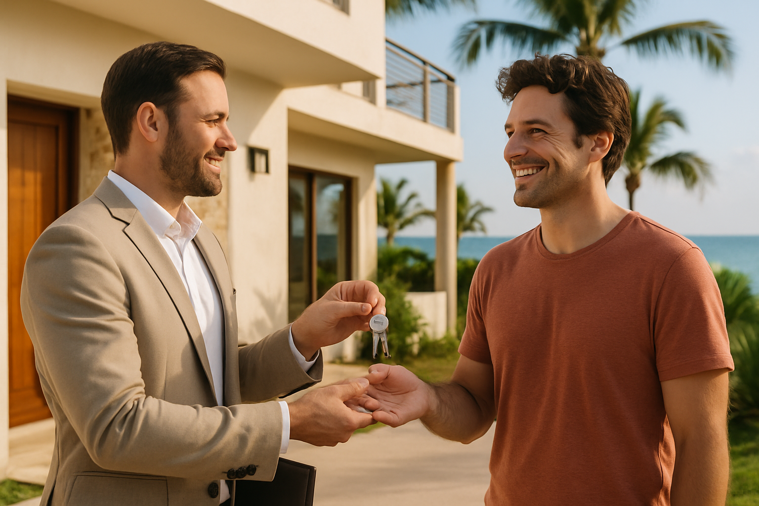 A house key held in hand, representing buying property in Cozumel as a foreign buyer