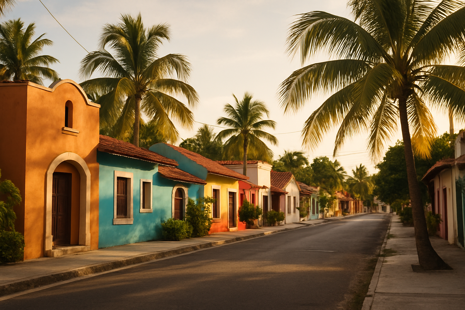 Modern beachfront apartments and vibrant market scene in Cozumel, Mexico, illustrating affordable expat living and local lifestyle.